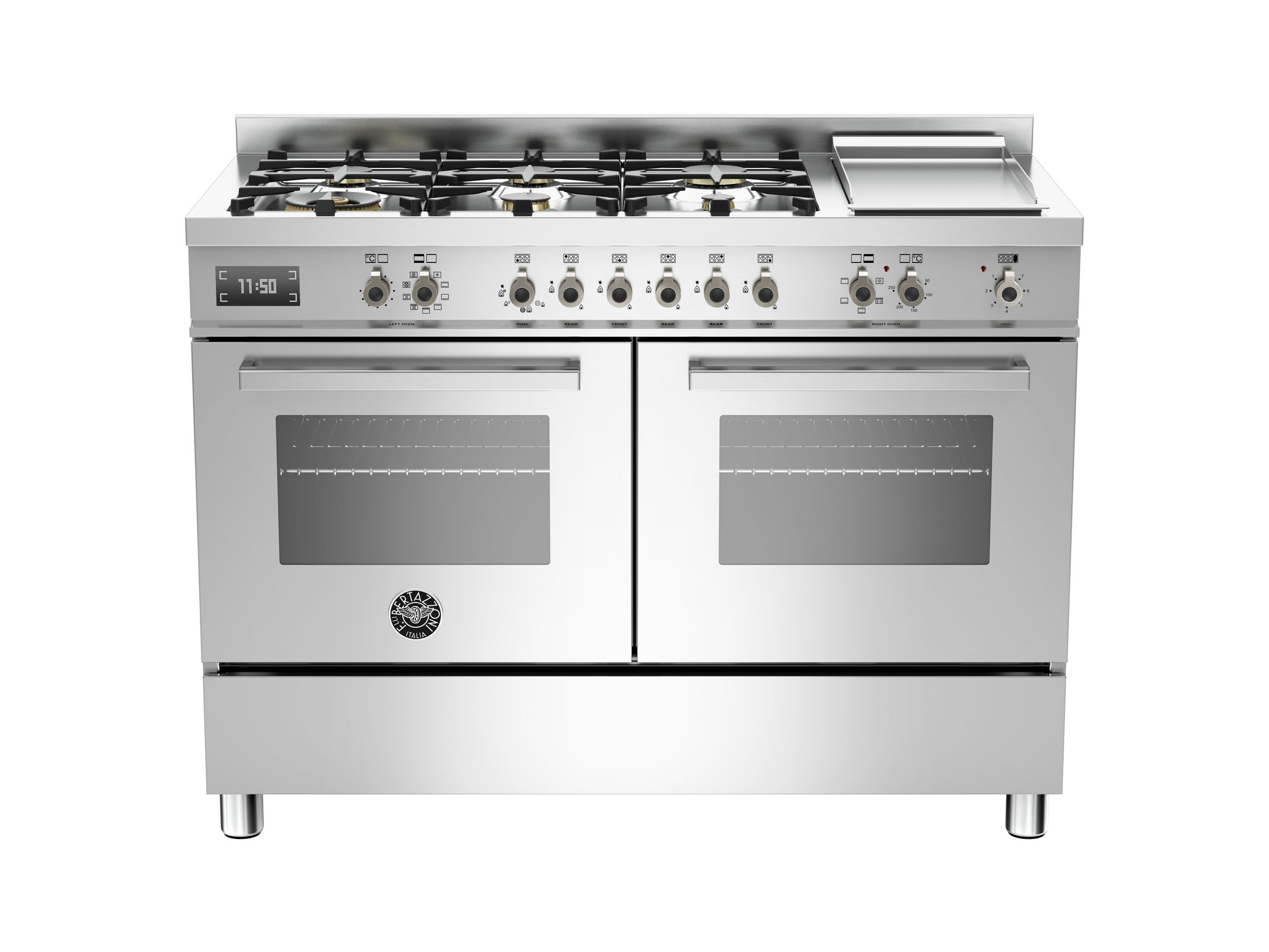 120 cm 6-burner + griddle, Electric Double Oven | Bertazzoni - Stainless
